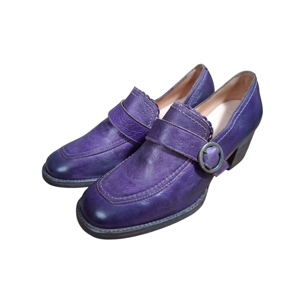 Bed-Stu Oak Tree Farms Womens size 8 DYBA Leather Lavender Chunky Buckle Loafers